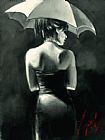 Fabian Perez Famous Paintings - Study for Woman with White Umbrella
